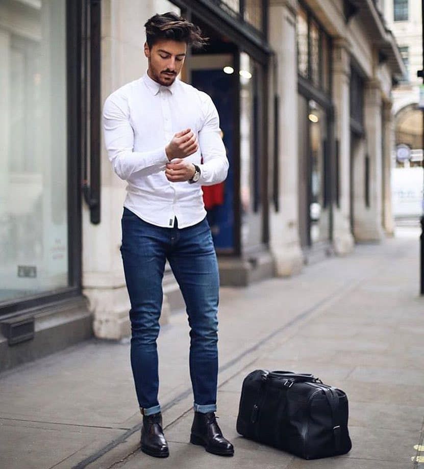 Men's white shirt look, white men's shirt is an essential component in any wardrobe. For a timeless, sophisticated ensemble