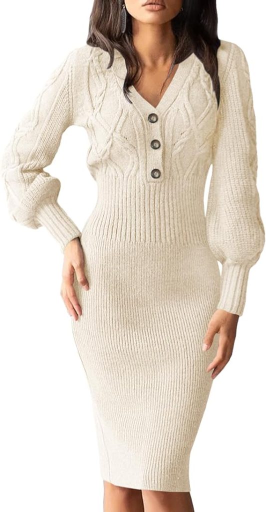 v neck sweater dress