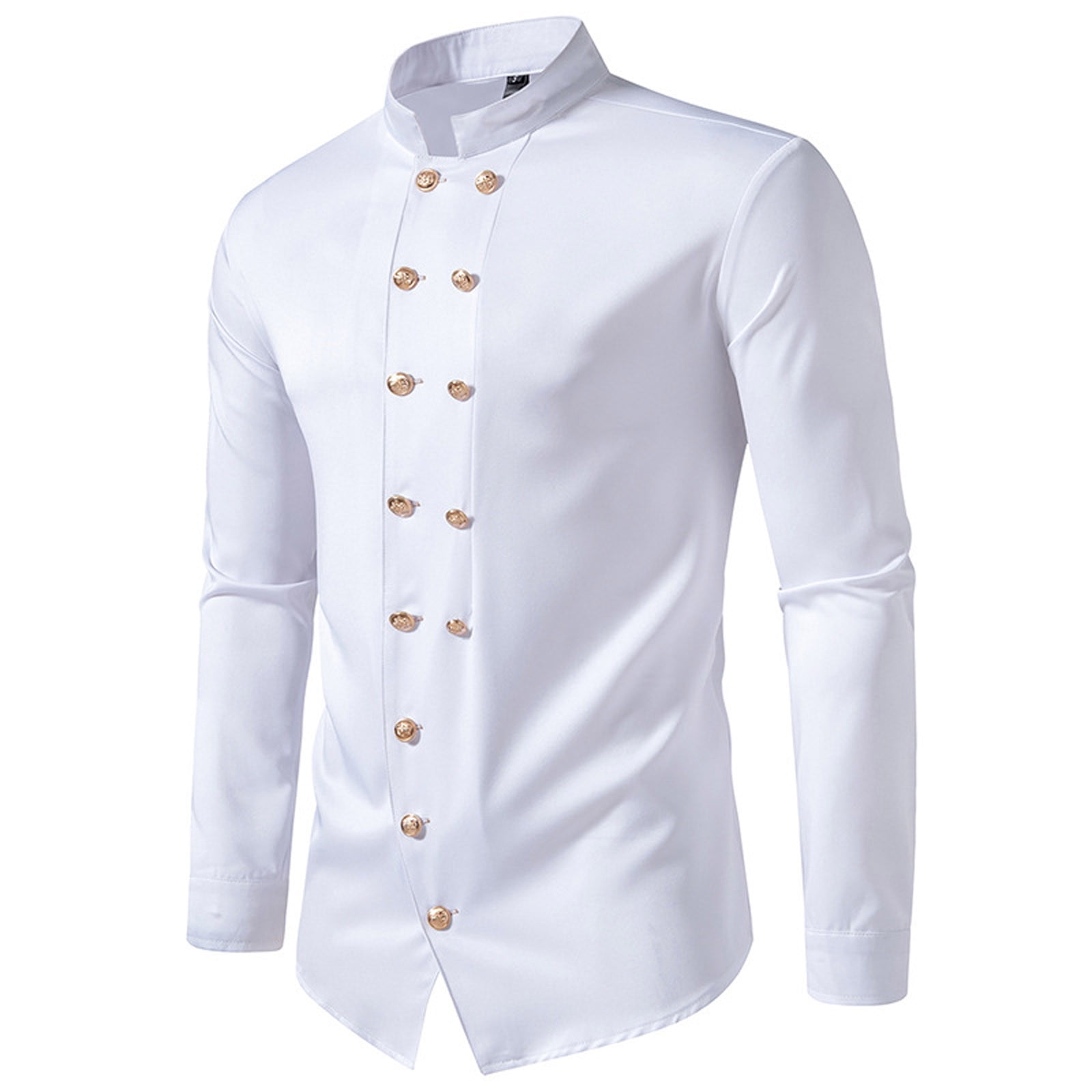 Banded collar dress shirt