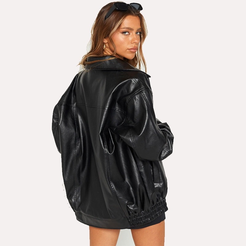 faux leather bomber jacket