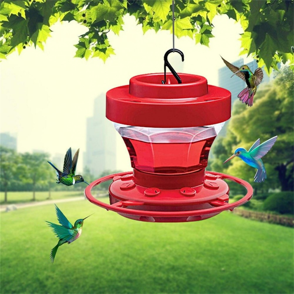 red hummingbird feeder