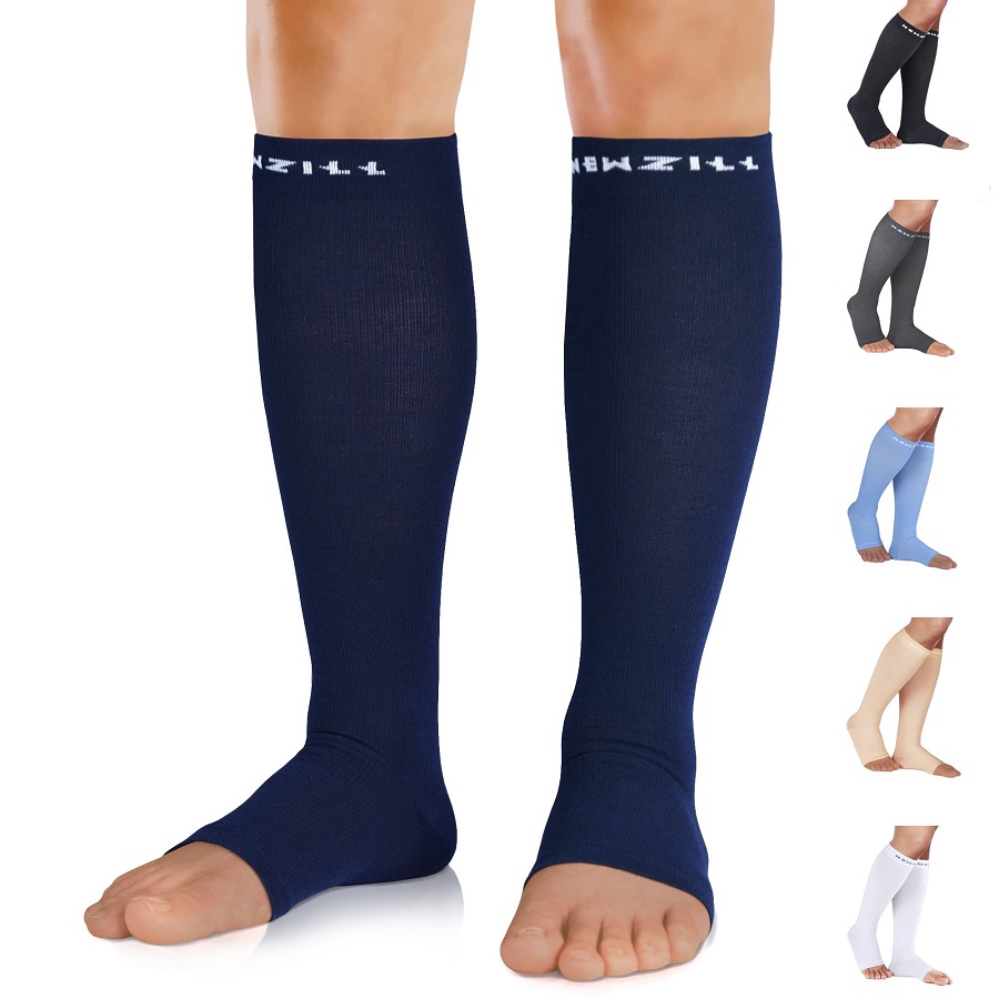 open toe compression socks