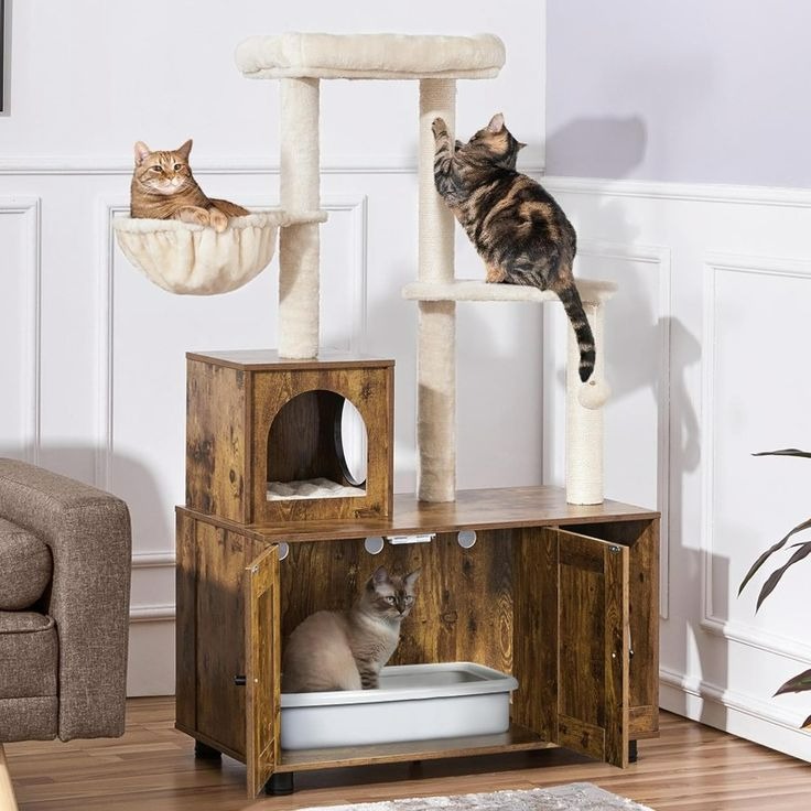 cat tree with litter box