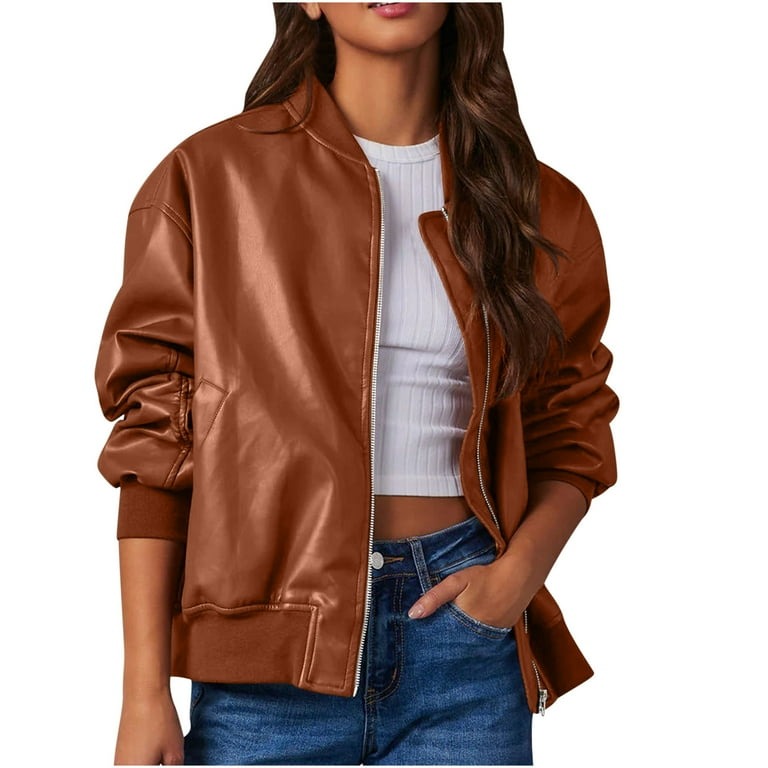 faux leather bomber jacket