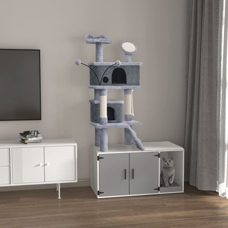 cat tree with litter box