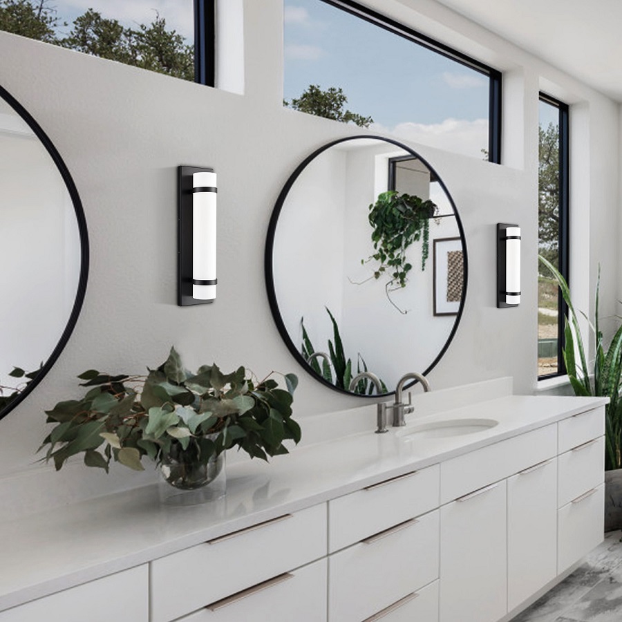 bathroom with black fixtures