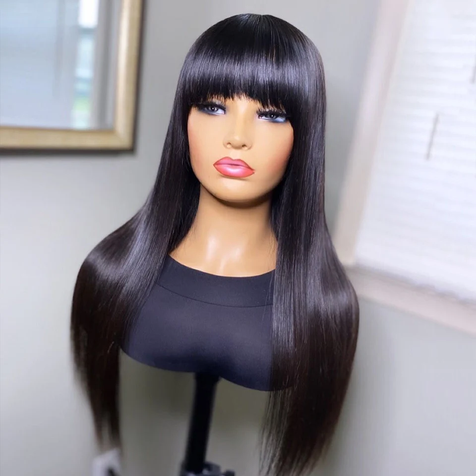 100% human hair wig with bangs