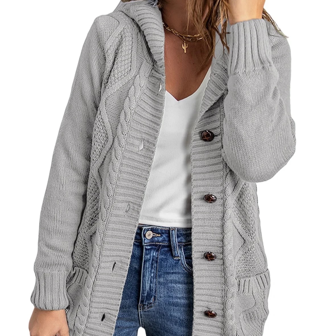 hooded cardigan sweater