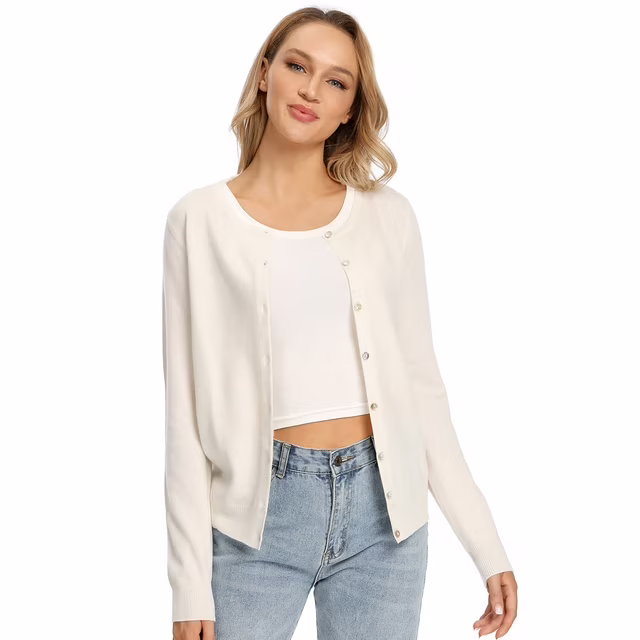 women's white cardigan sweater