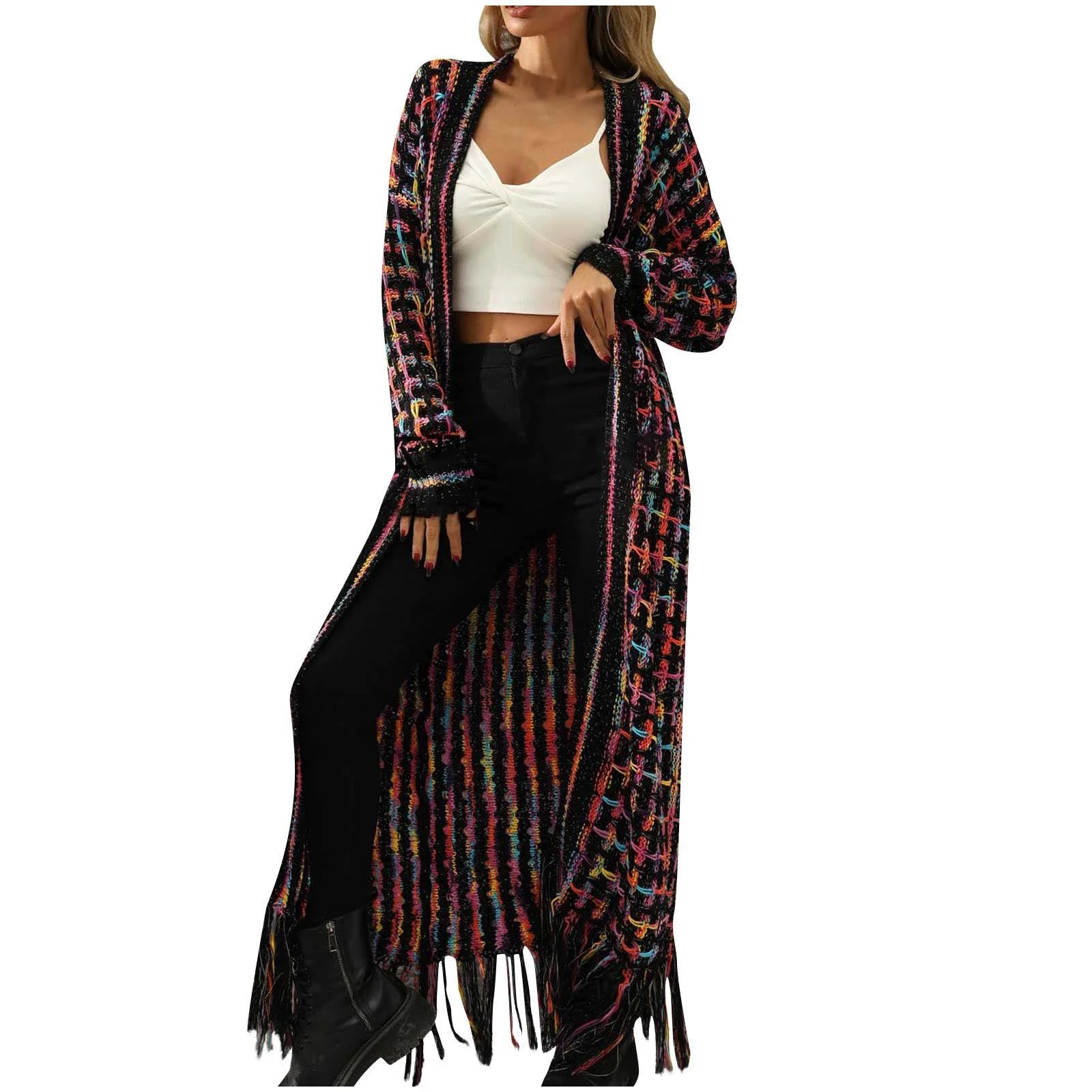 fringe cardigan sweater