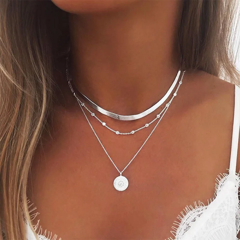 layered necklaces silver