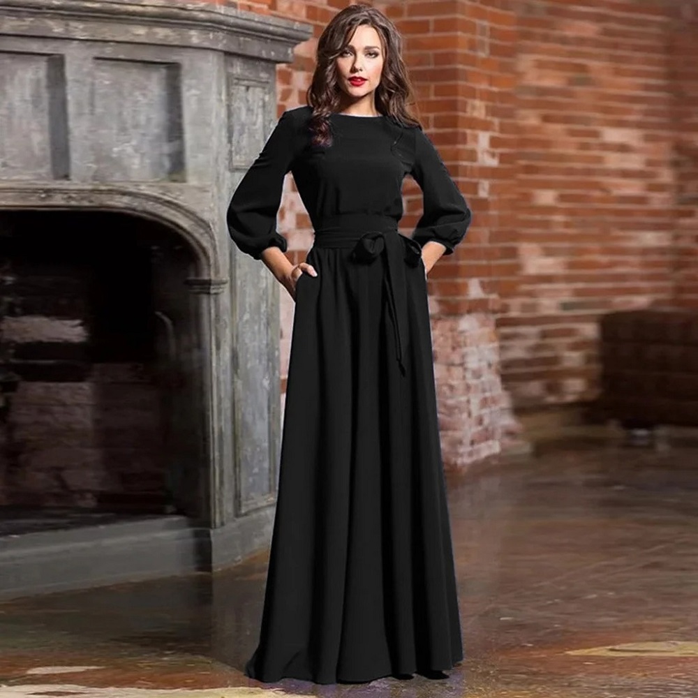 black maxi formal dress