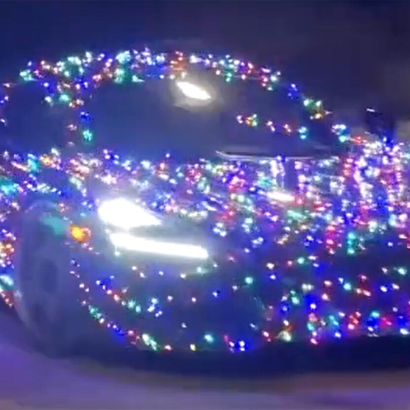 how to wrap your car in christmas lights
