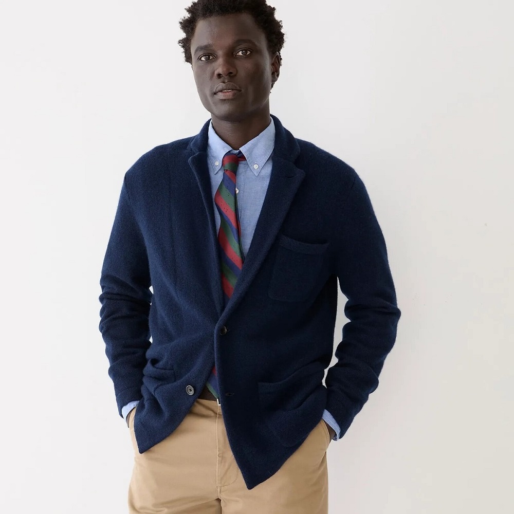 navy sweater blazer