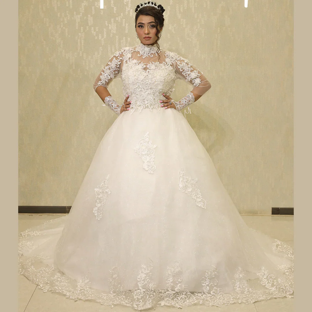 white wedding gown