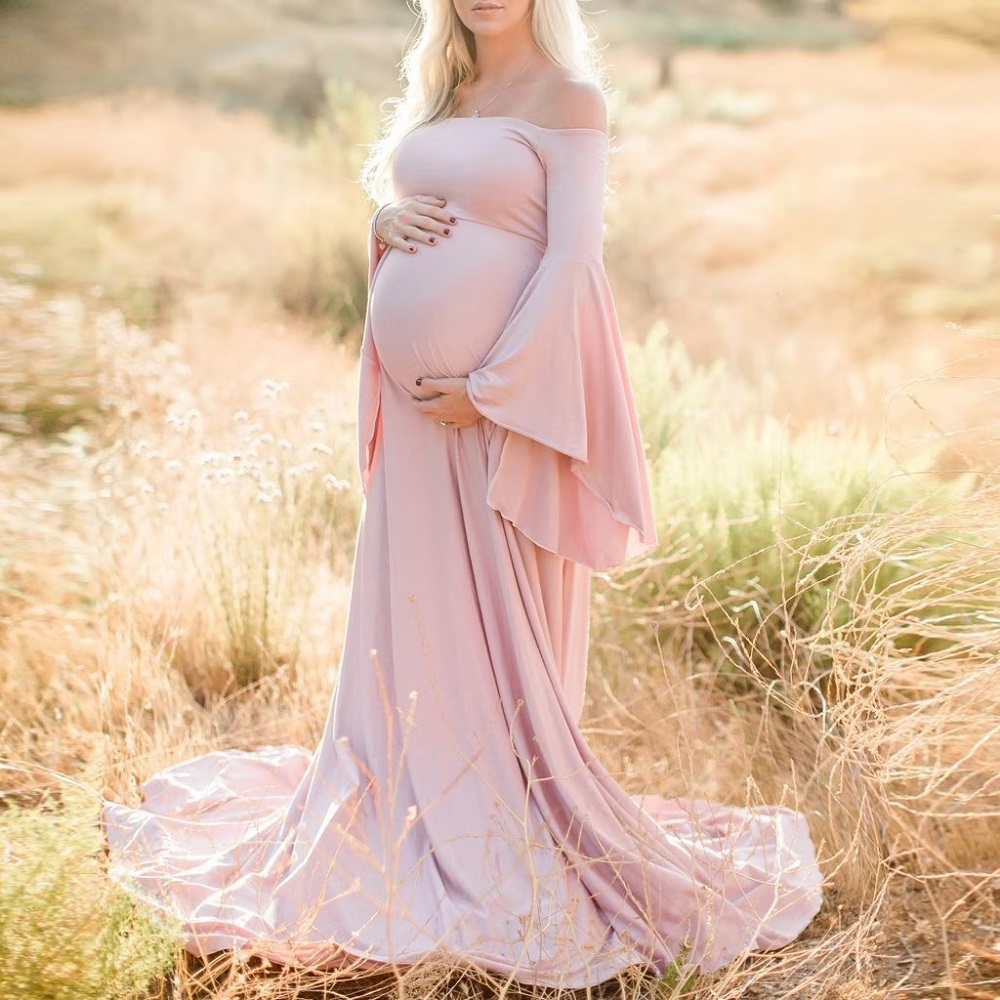 pink maternity gown