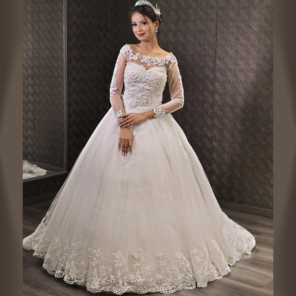 white wedding gown
