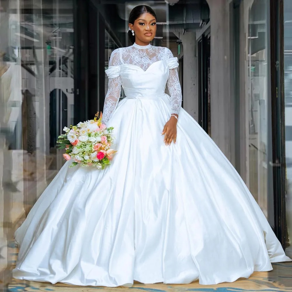 white wedding gown