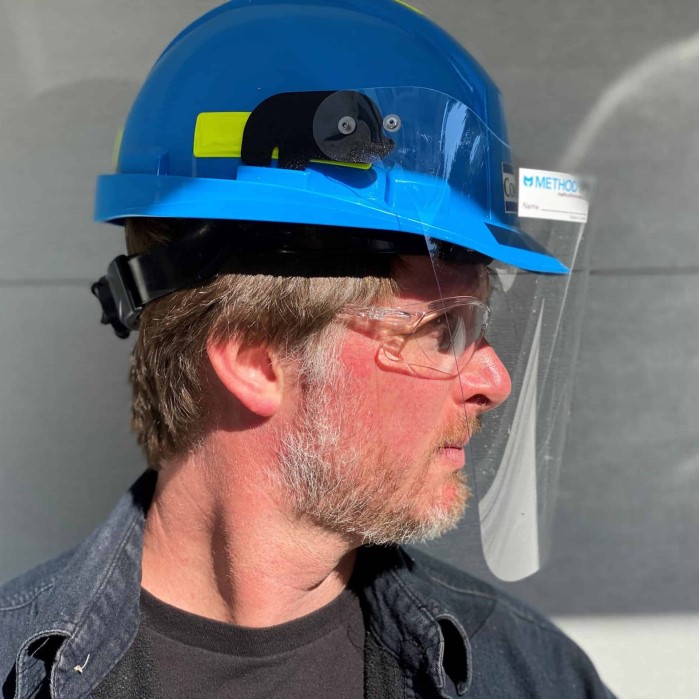 hard hat with face shield