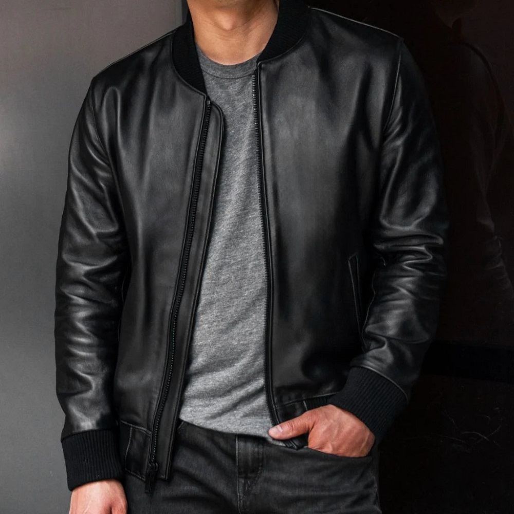 leather bomber jacket