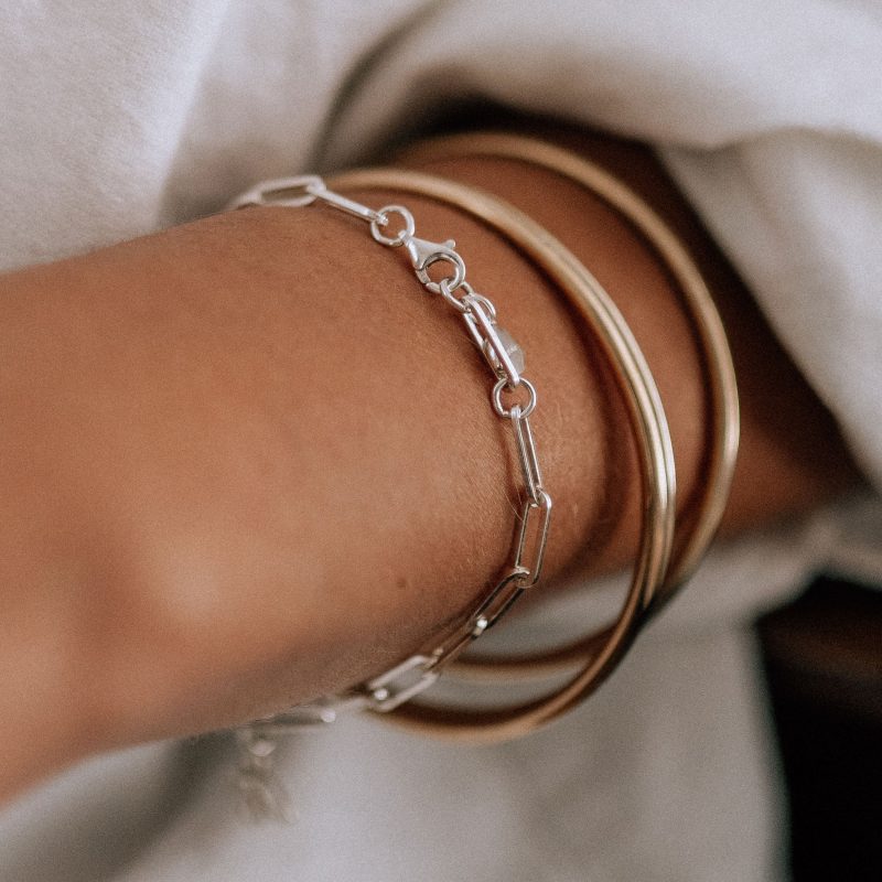 gold bangle stack