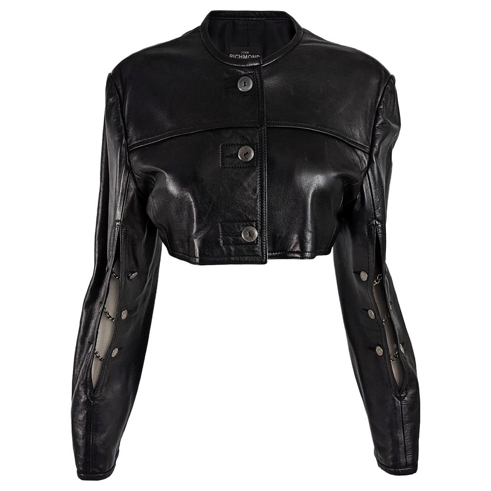 crop leather jacket