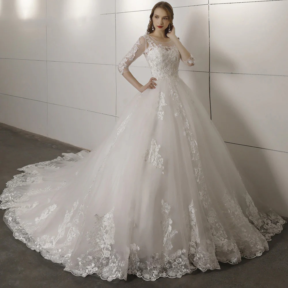 wedding gown with sleeves