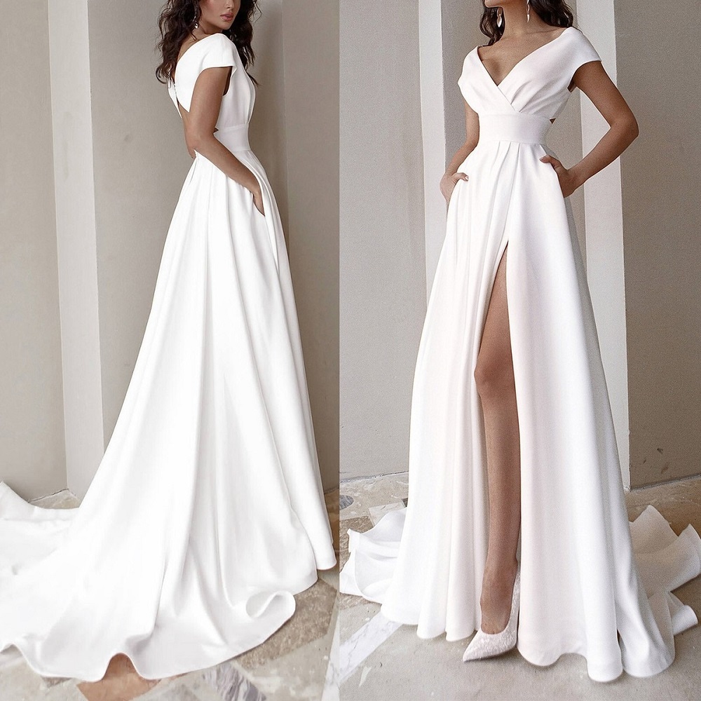 long sleeve white formal dress