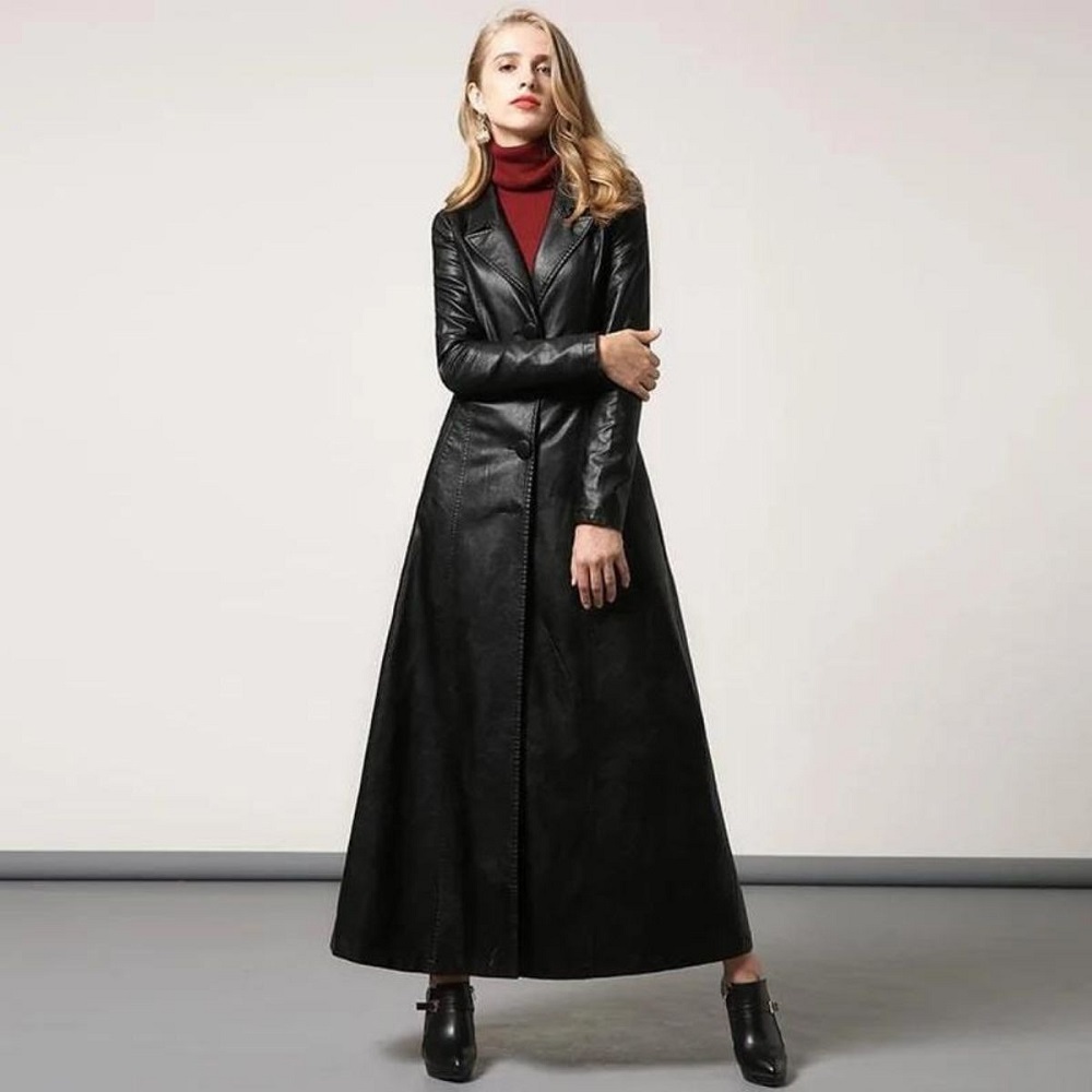 black leather coat women