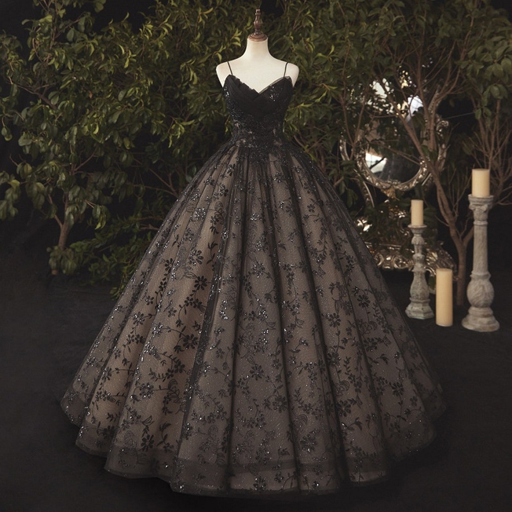 black bridal gown