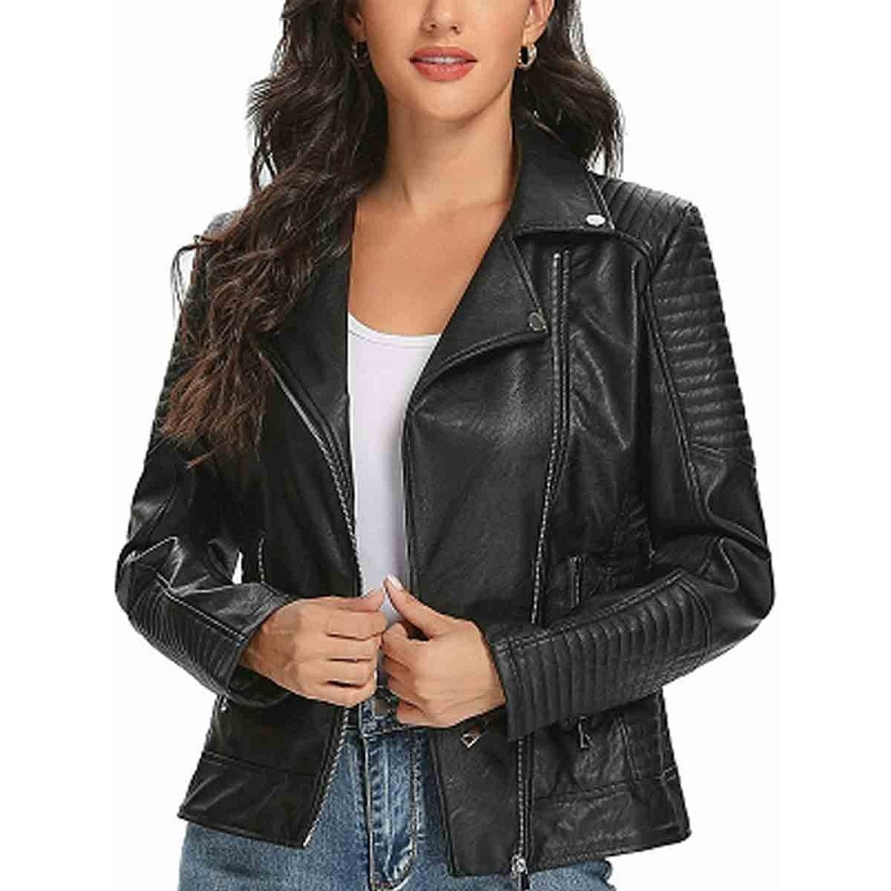 black leather coat women