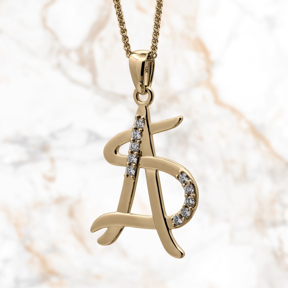 gold initial pendant