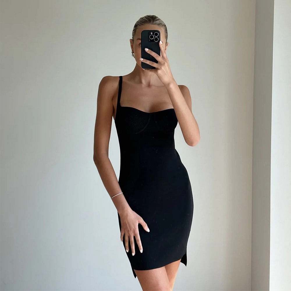 black mini dress